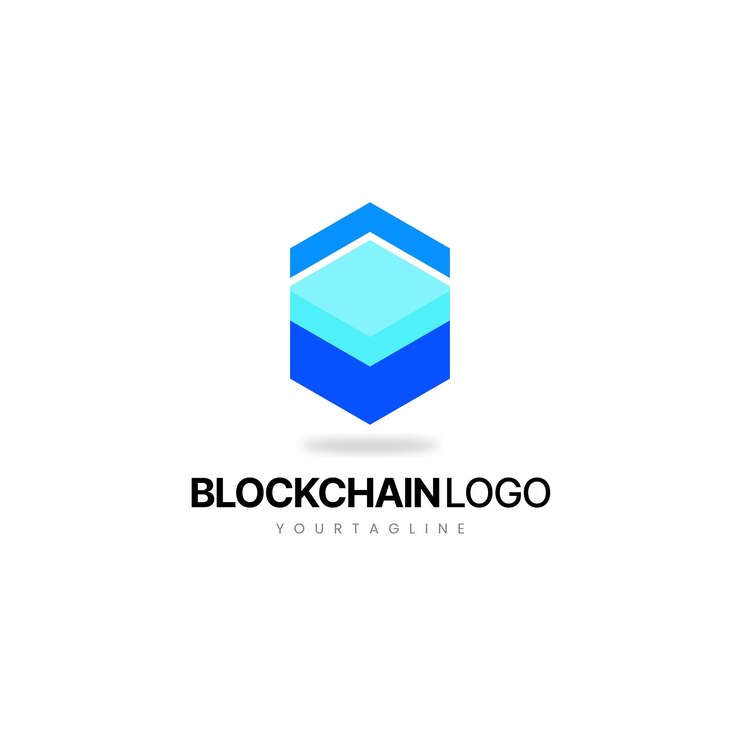 Logotipo de cadena de bloques Logotipo criptográfico Logotipo de hexágono