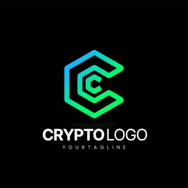 Vector logotipo de la cadena de bloques - logotipo de la criptomoneda c - logotipo de la red de monedas