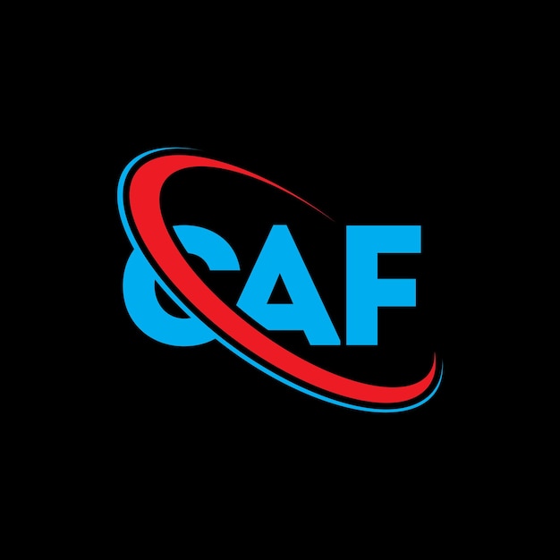 El logotipo CAF, la letra CAF, el diseño del logotipo de la carta CAF, las iniciales CAF, unido por un círculo y un monograma en mayúscula, la tipografía CAF para el negocio tecnológico y la marca inmobiliaria.