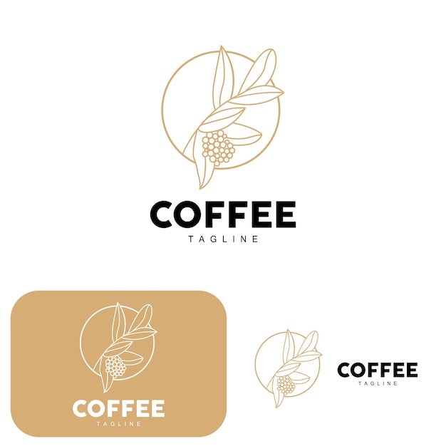 Logotipo de café Diseño de árbol de café Icono de vector de bebida de café Símbolo de ilustración de marca