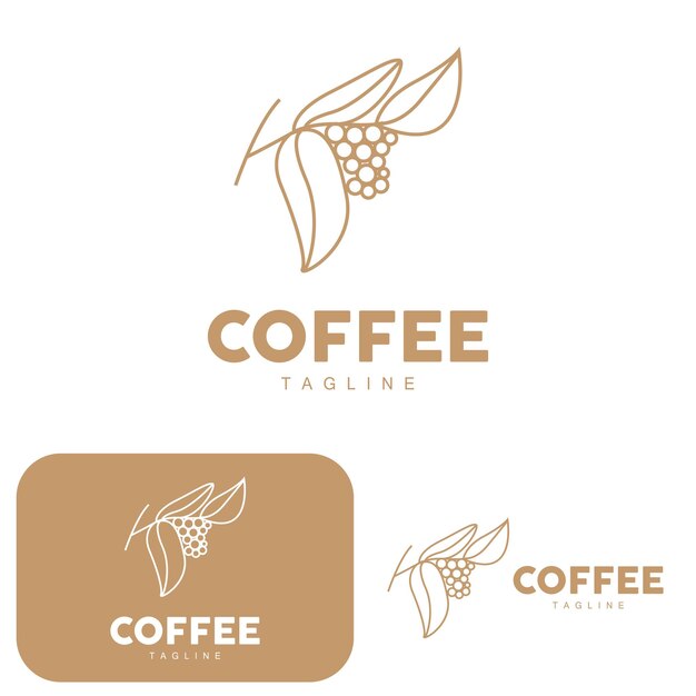 Logotipo de café Diseño de árbol de café Icono de vector de bebida de café Símbolo de ilustración de marca