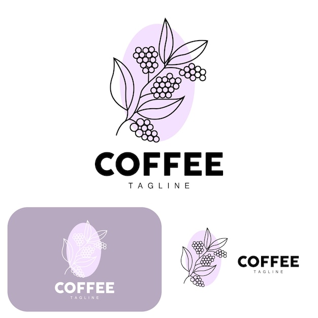 Logotipo de café Diseño de árbol de café Icono de vector de bebida de café Símbolo de ilustración de marca