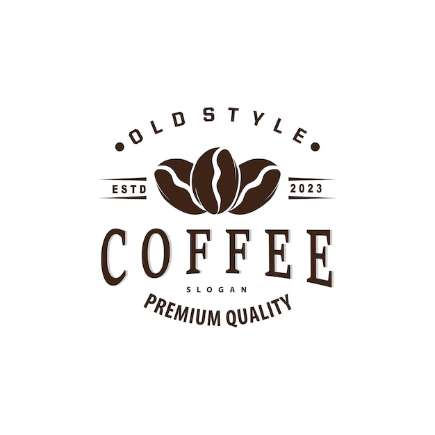 Logotipo de café Diseño de bebida simple de cafeína a partir de granos de café para un restaurante o marca de producto de café bar