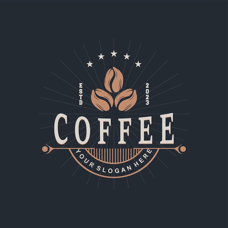 Vector logotipo de café diseño de bebida simple de cafeína a partir de granos de café para un restaurante o marca de producto de café bar