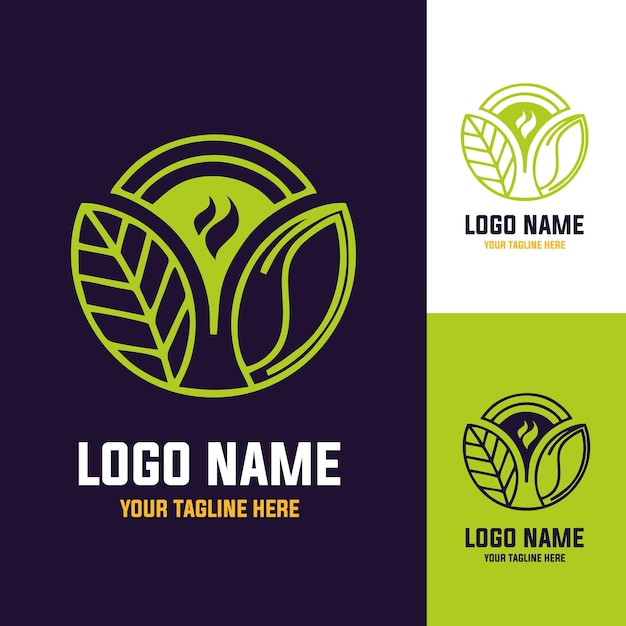 Logotipo de café diseño de lujo logotipo de cafetería con Eco Plant Logotipo Diseño editable y archivo eps