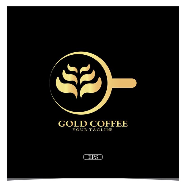 Logotipo de café dorado de lujo plantilla elegante premium vector eps 10