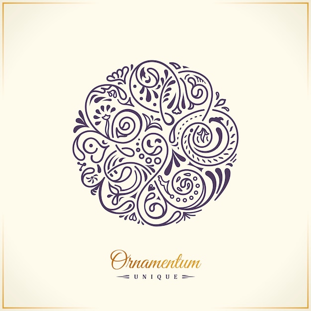 Logotipo de café emblema floral caligráfico redondo