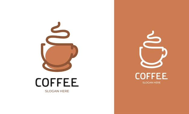 Logotipo de café con estilo de arte lineal