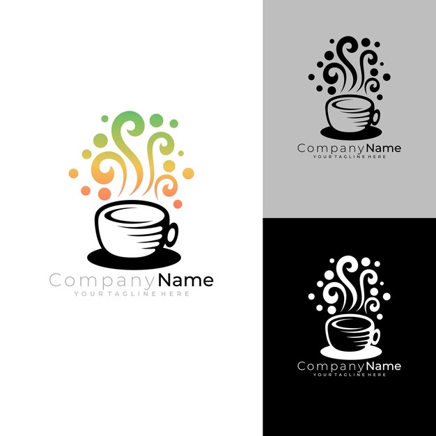 Logotipo de café con iconos de café de vector de diseño simple logotipo de bebida