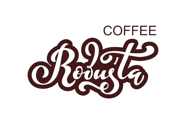 Logotipo de café Robusta Ilustración vectorial de letras manuscritas Ilustración vectorial de letras manuscritas Elementos vectoriales para embalaje