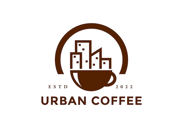 Logotipo de café urbano adecuado para cafeterías y marcas de café.