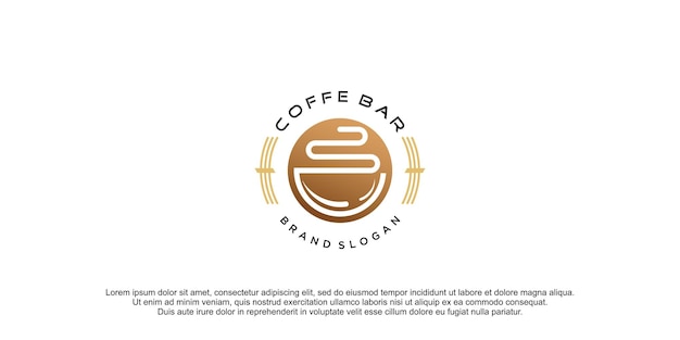 Logotipo de café con vector premium de icono de diseño creativo y simple