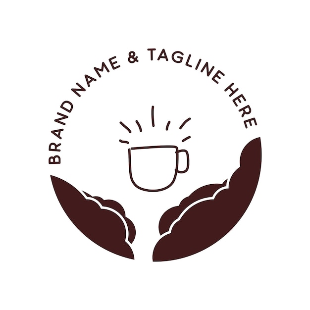 Logotipo de cafetería con diseño de taza de línea simple