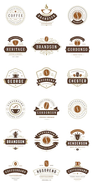 Logotipo de cafetería y distintivos