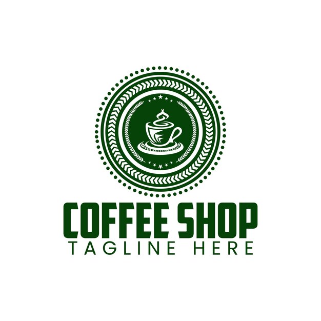 Logotipo de la cafetería con elementos de taza y hoja
