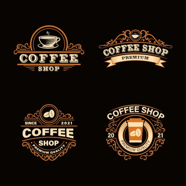Logotipo de cafetería en estilo vintage. Perfecto para logotipos, etiquetas, insignias.