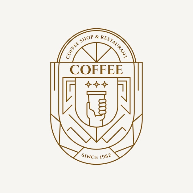 Logotipo de la cafetería de línea con un esquema de estilo minimalista simple