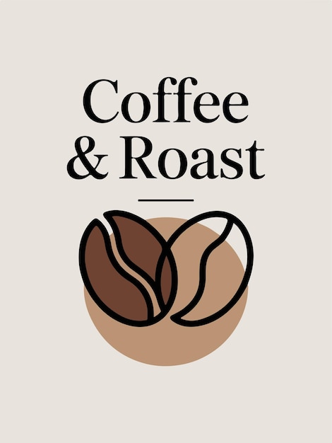 Logotipo de una cafetería minimalista con frijoles estilizados