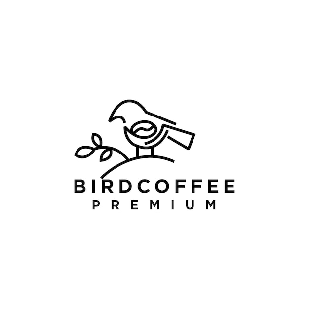 Logotipo de cafetería con símbolo de pájaro