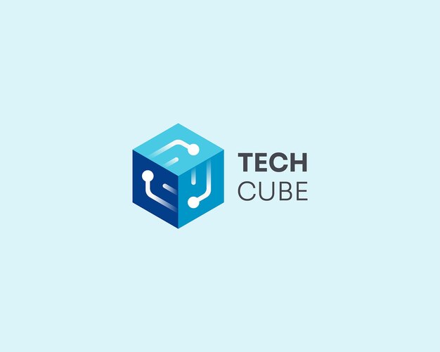 Logotipo de caja de cubo de tecnología colorida