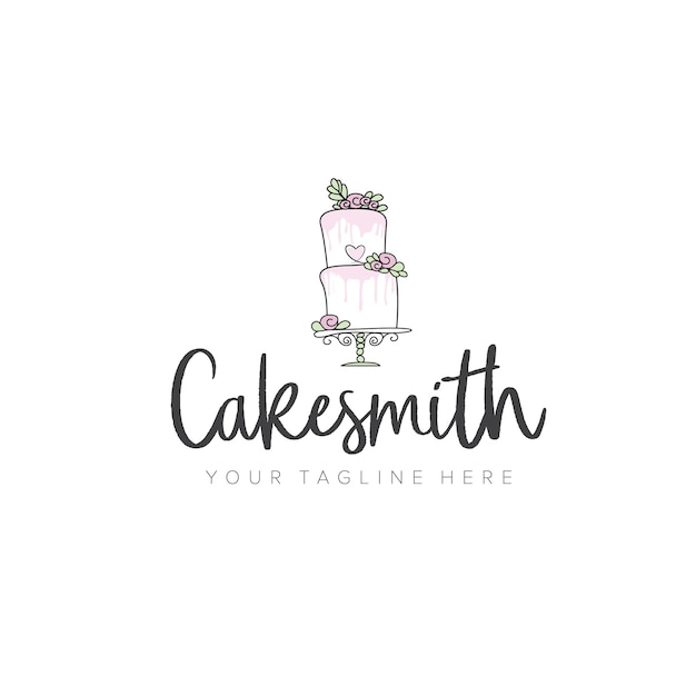 Logotipo de cake smith, diseños de logotipo femenino de pastel de bodas