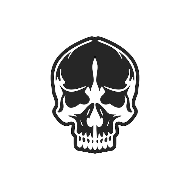 Vector logotipo de calavera con colores blanco y negro.