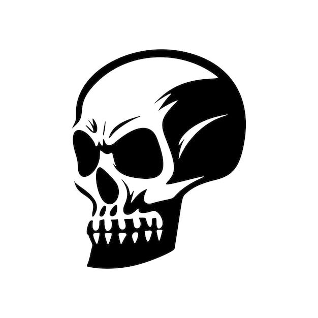 Logotipo de calavera en tonos de ilustración vectorial en blanco y negro