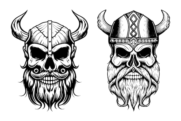 Vector logotipo de calavera vikinga