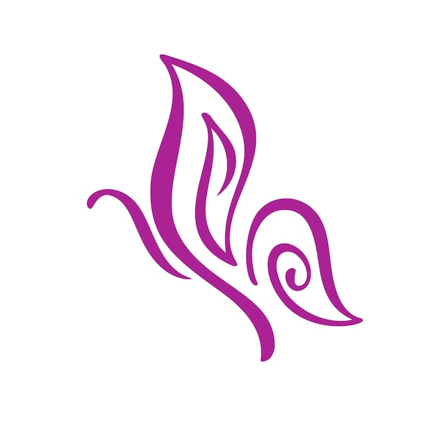 Logotipo de caligrafía dibujado a mano de mariposa Concepto cosmético de belleza Elemento de vector ecológico