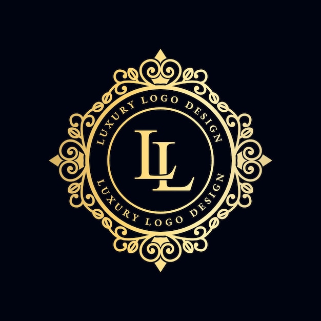 Logotipo caligráfico victoriano de lujo real antiguo con marco ornamental.