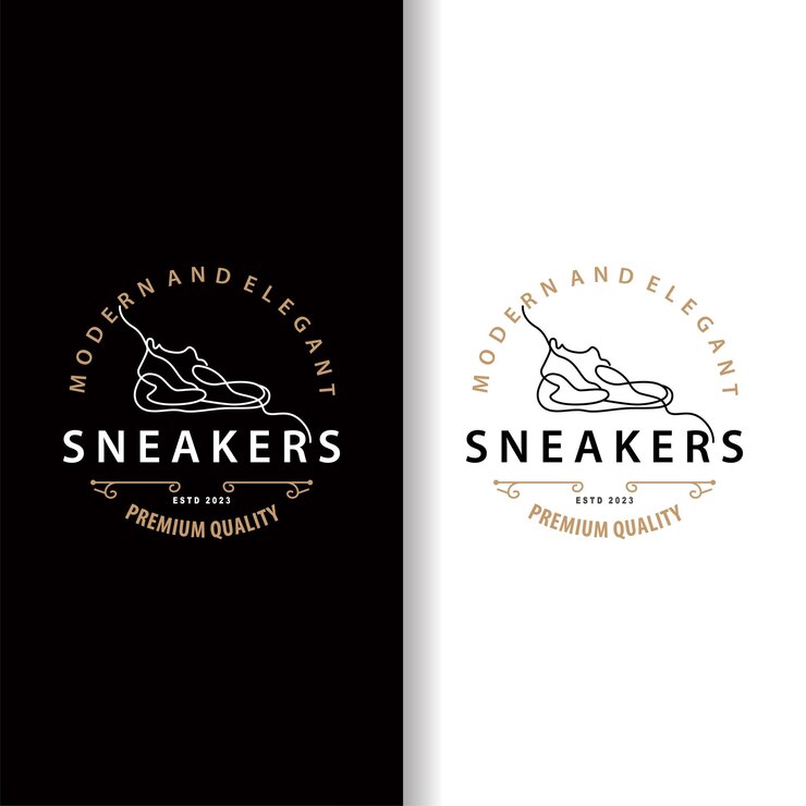 Logotipo del calzado Estilo de línea minimalista Sneaker Diseño del calzado Modas simples Marca del producto