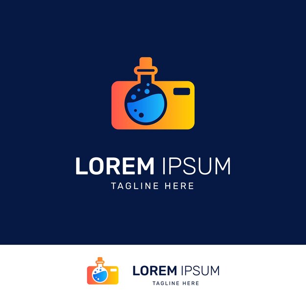 Logotipo de cámara y botella de laboratorio Perfecto para fotografía y negocios de investigación