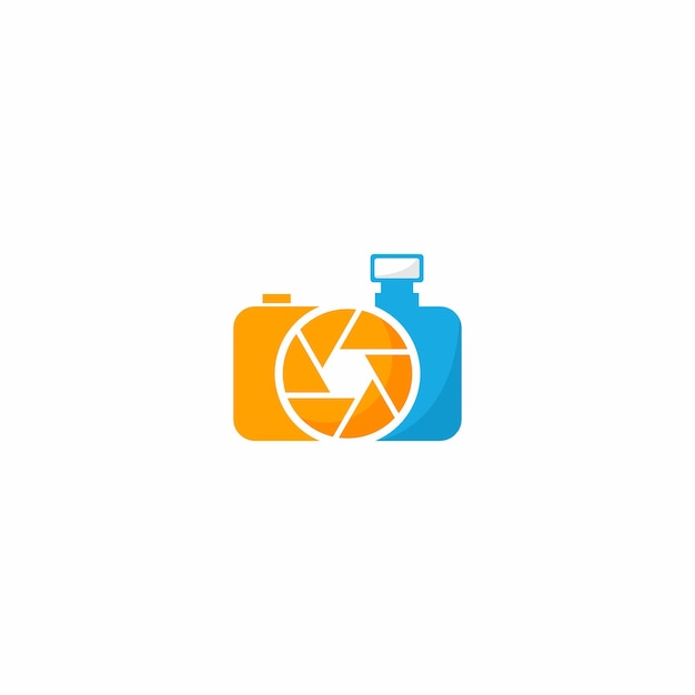 Un logotipo de cámara colorido con una lente de cámara.