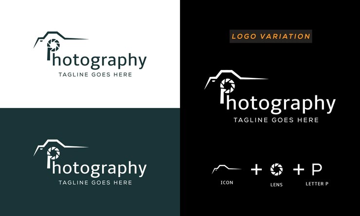 logotipo de la cámara fotografía moderna firma del logotipo icono vector