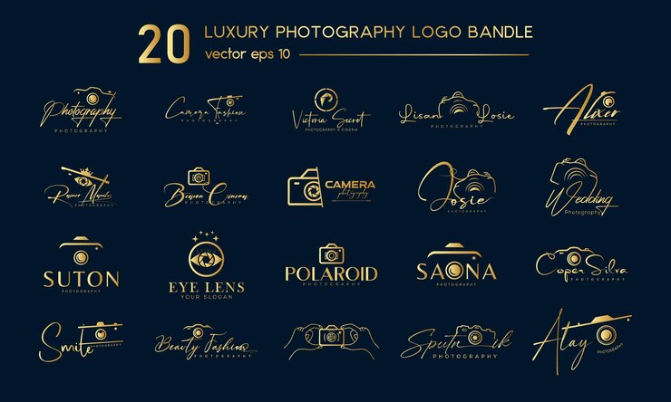 logotipo de la cámara fotografía moderna firma logotipo de marca conjunto icono vector