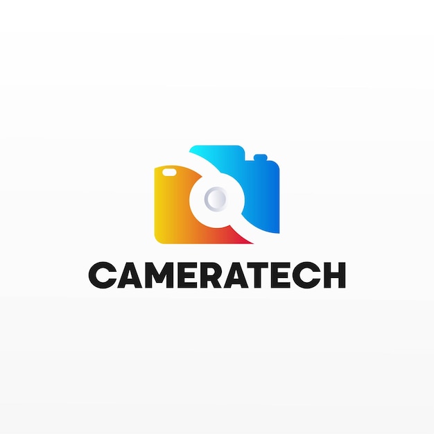Logotipo de cámara para fotografía con tecnología moderna.