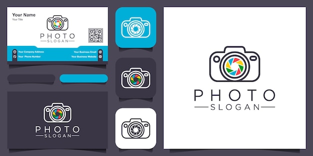 Logotipo de la cámara de fotografía, vector de diseño simple elegante estilo moderno.