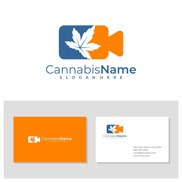 Logotipo de Camera Cannabis con plantilla de tarjeta de visita Conceptos creativos de diseño de logotipo de Cannabis