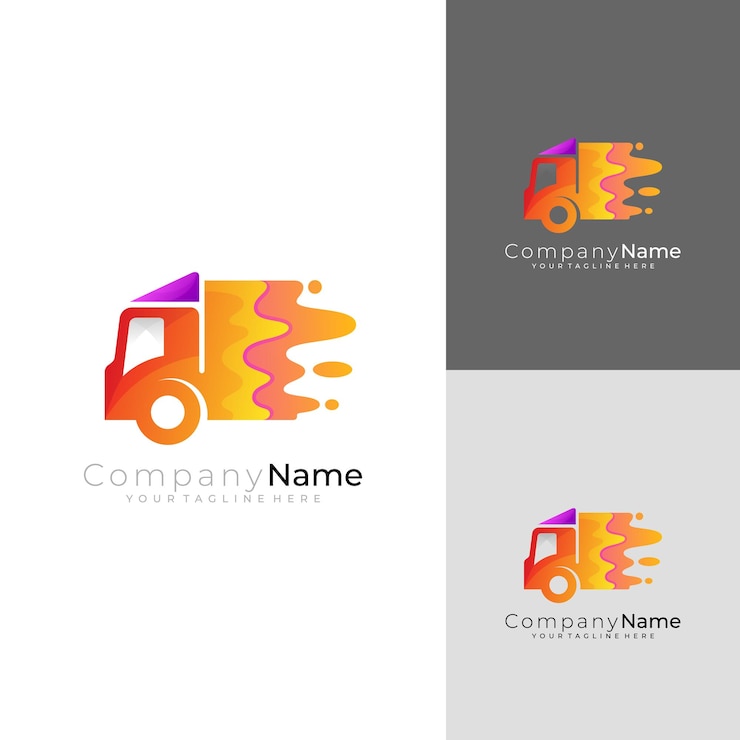 Vector logotipo de camión con diseño de transporte vector entrega express