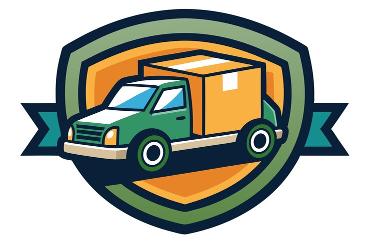 El logotipo del camión de entrega La entrega rápida La entrega gratuita en 24 horas Ilustración vectorial