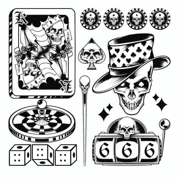 Vector el logotipo de la camiseta del diseño de la calavera de casino vector