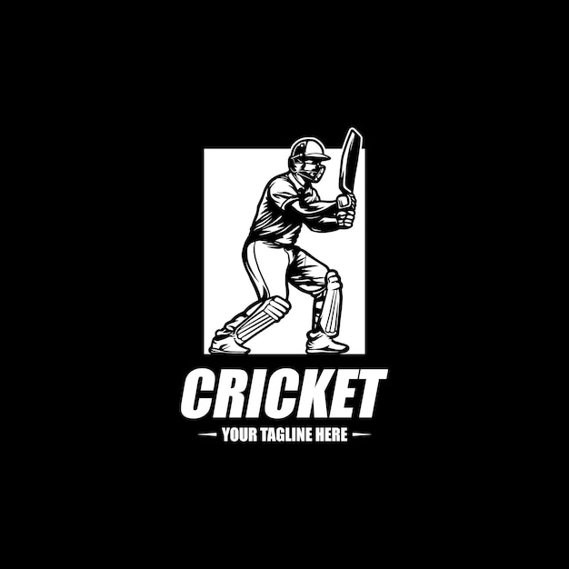 Vector el logotipo del campeonato de cricket con el vector de ilustración del jugador