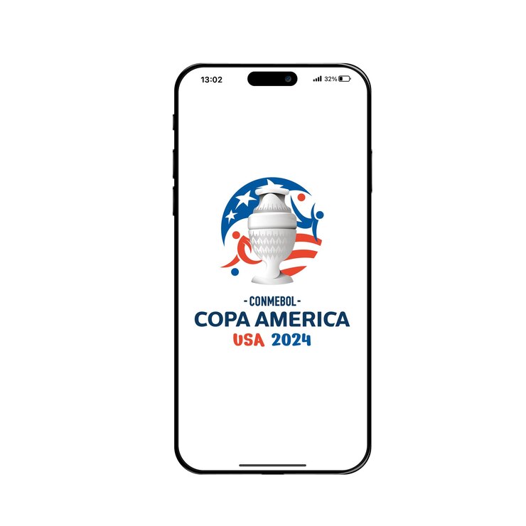 Vector el logotipo del campeonato de fútbol conmebol copa américa 2024 en un teléfono móvil