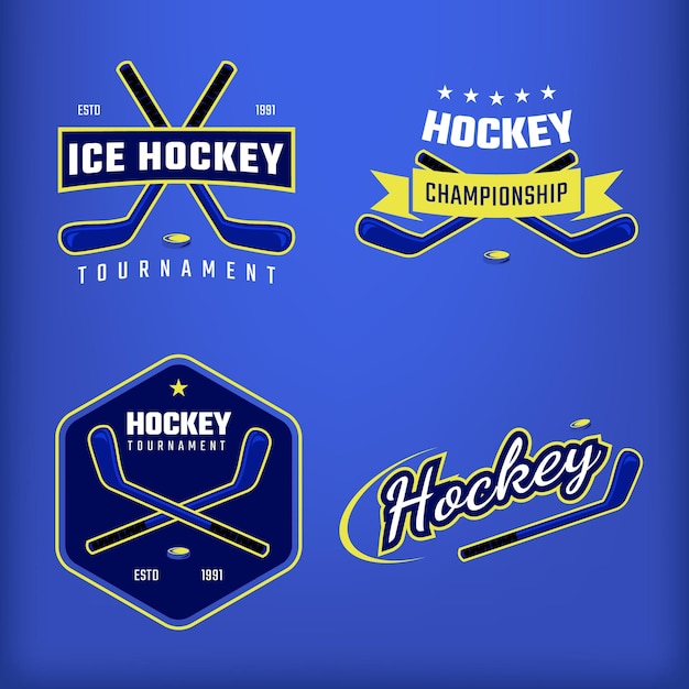 Vector logotipo del campeonato de hockey en estilo minimalista moderno sobre fondo azul