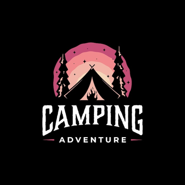 Logotipo de camping y al aire libre