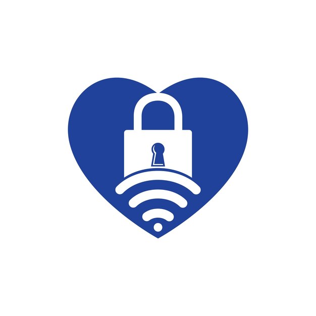Logotipo de candado con diseño de vector de señal y corazón