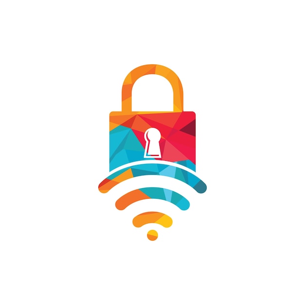 Logotipo de candado con diseño de vector de señal