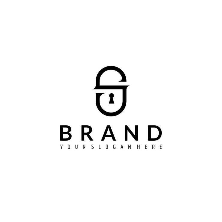 Logotipo de candado de llave de seguridad en estilo de diseño vectorial plano