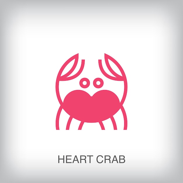 Logotipo de cangrejo corazón creativo Vector de plantilla de logotipo de criatura oceánica y empresa empresarial única