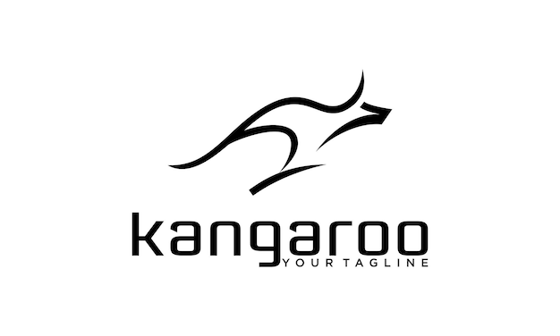 El logotipo del canguro tiene un diseño plano vectorial Marsupial en contorno con círculo